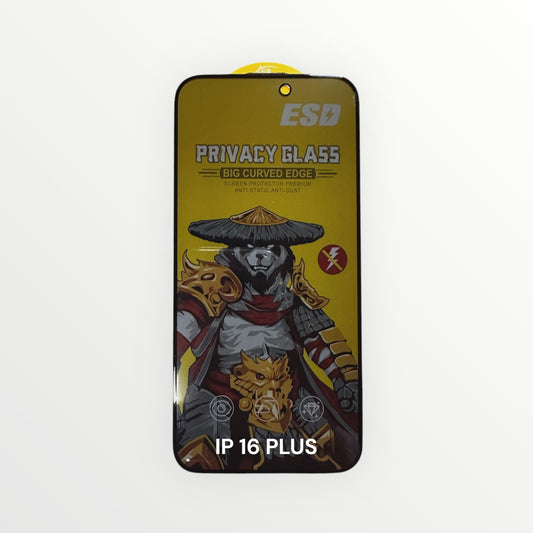 iPhone 16 Plus - Protector de Pantalla - Vidrio Templado HD Privacy (Antiespía) - Dureza 9H - ESD