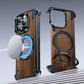 iPhone 15 Pro Max - Funda de madera (Nogal) - Soporte Giratorio 360° - MagSafe - Negro - OATSBASF