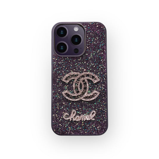 iPhone 14 Pro - Funda Strass - Logo Channel - Morado Oscuro