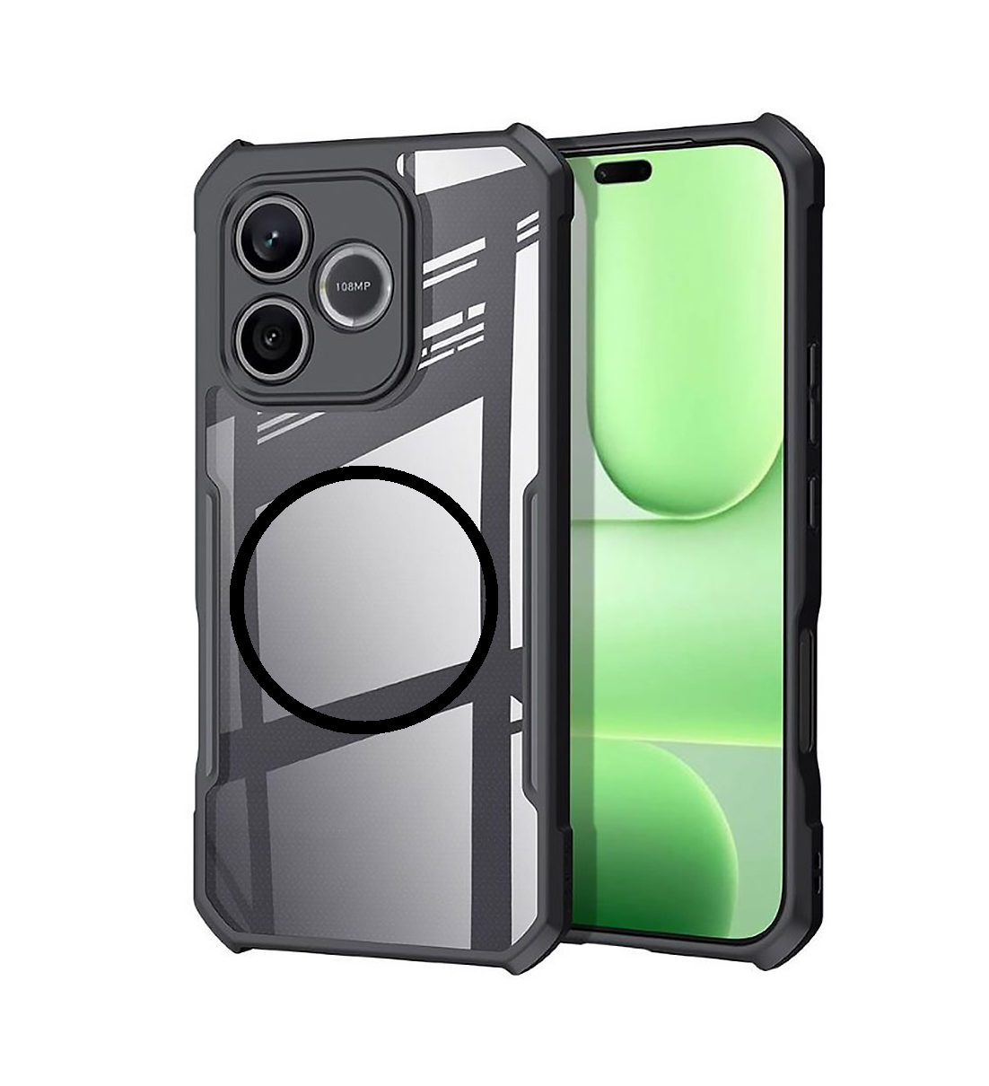 Honor 600E | Honor 600 Lite - Funda Antishock con AirBag - MagSafe - Transparente / Negro - Xundd