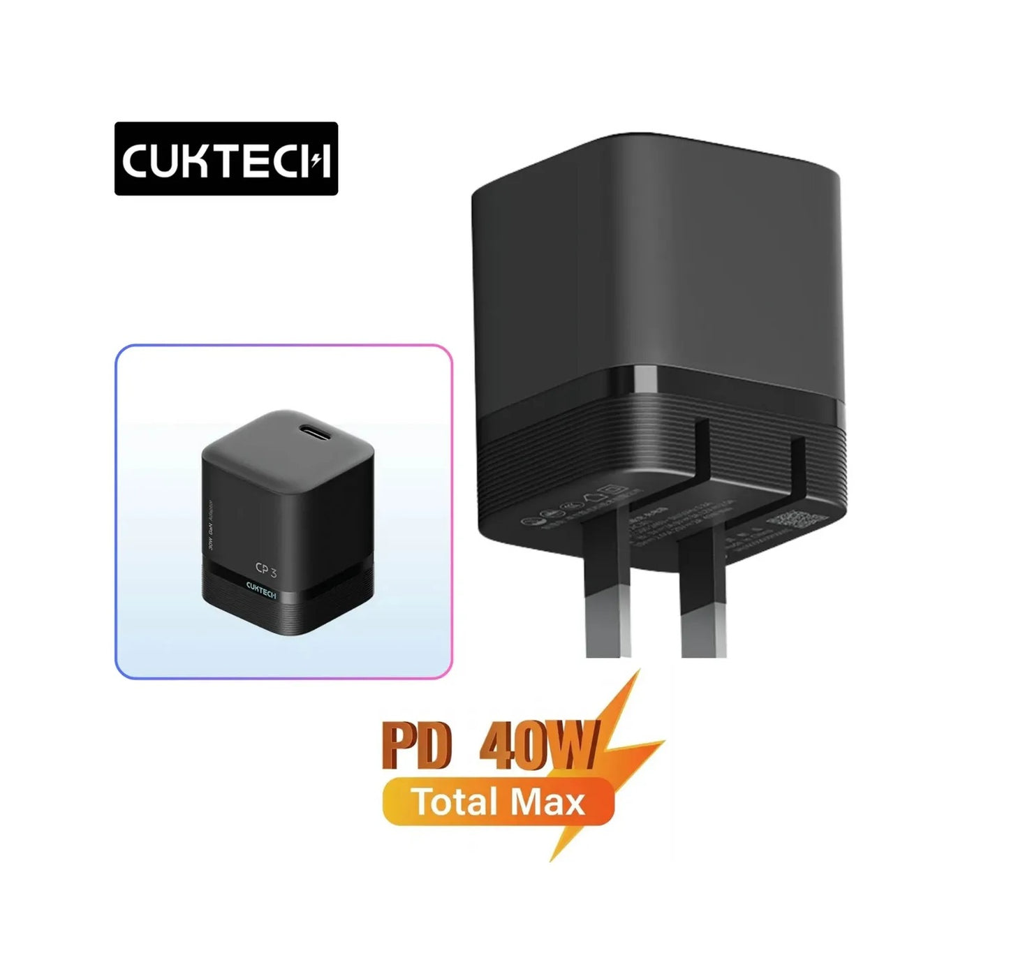 Cargador de 40W - CUKTECH - Super Cárga Rápida - Tipo C