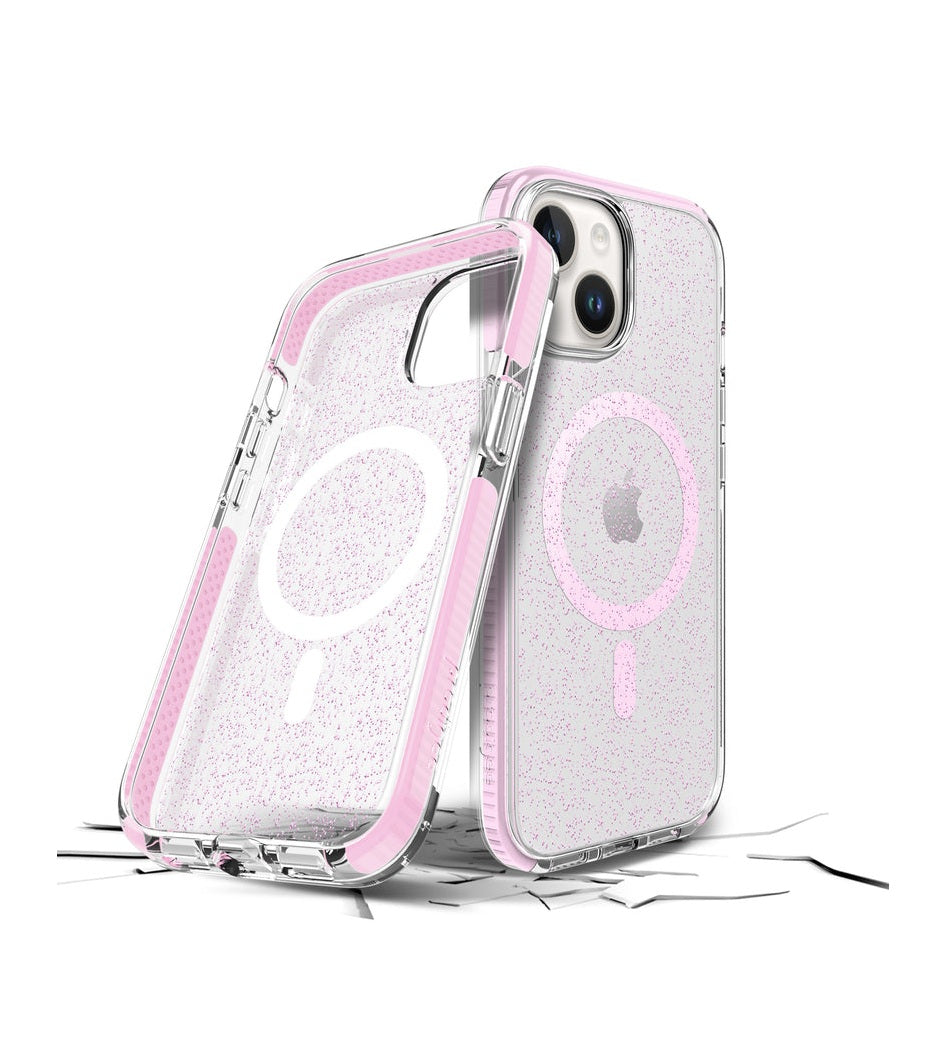 iPhone 15 | iPhone 14 | iPhone 13 - Funda Super Star - MagSafe - Glitter Rosa - Prodigee