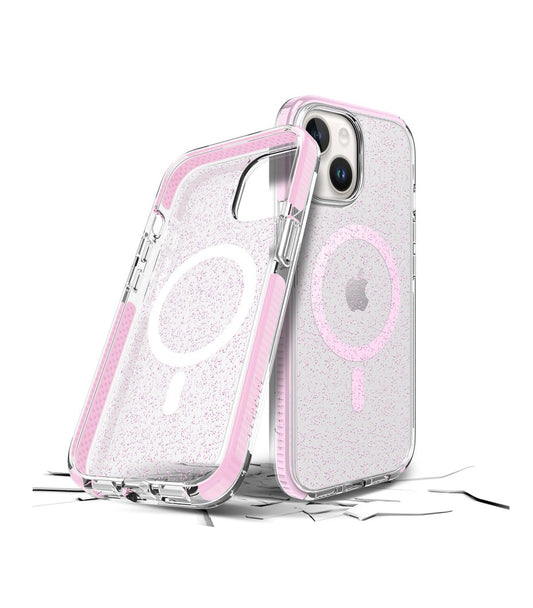 iPhone 15 | iPhone 14 | iPhone 13 - Funda Super Star - MagSafe - Glitter Rosa - Prodigee
