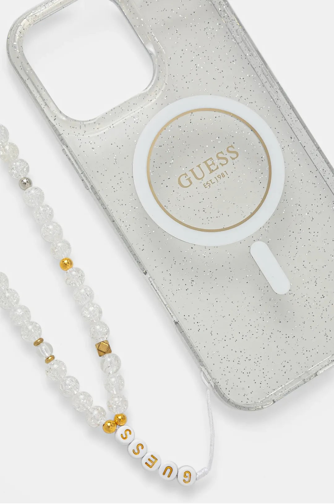 iPhone 16 Pro Max - Case Glitter - Magsafe - Strap - Transparente - Guess