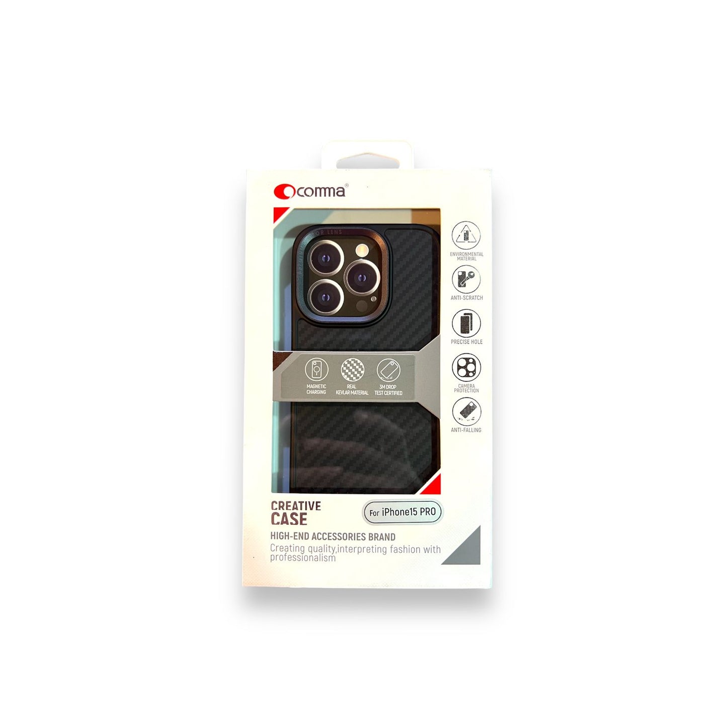 iPhone 15 Pro - Kevlar Series + Mag - Negro - Comma