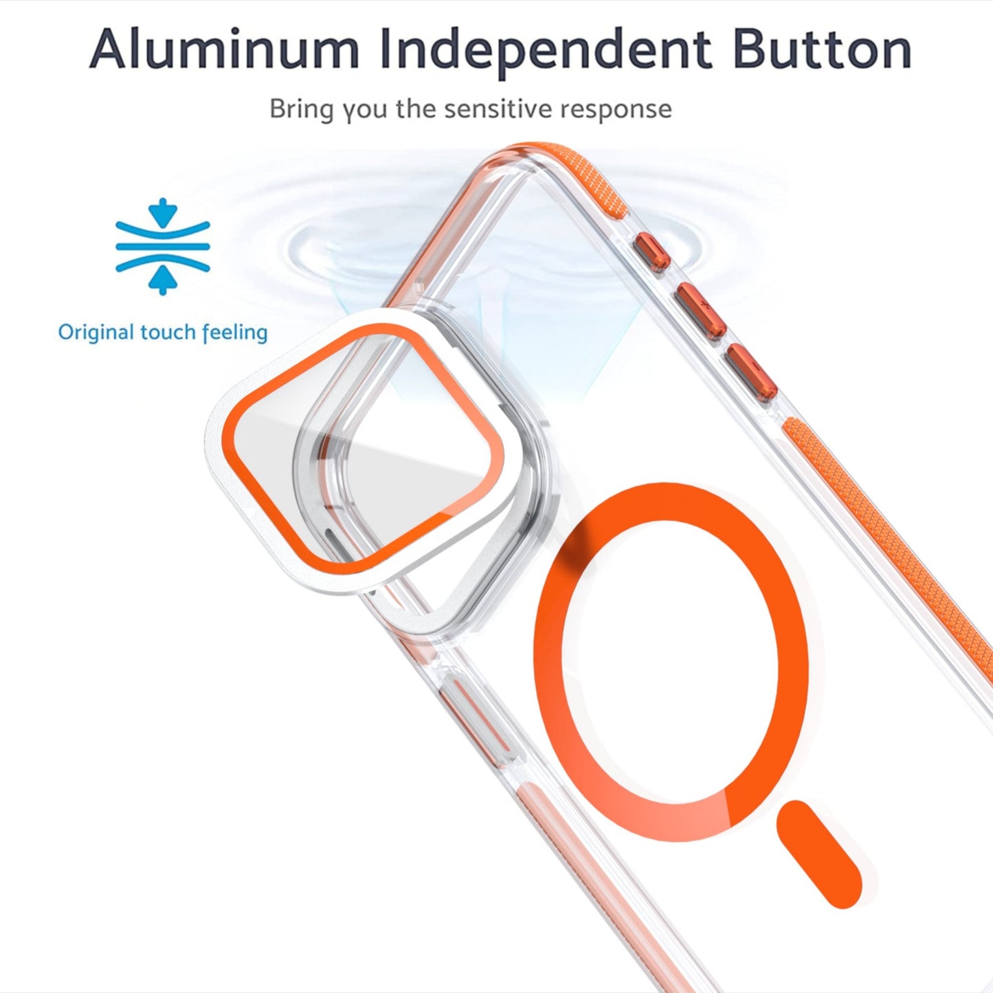 iPhone 16 Plus - Case MagSafe - Stand Cámara - Clear Orange