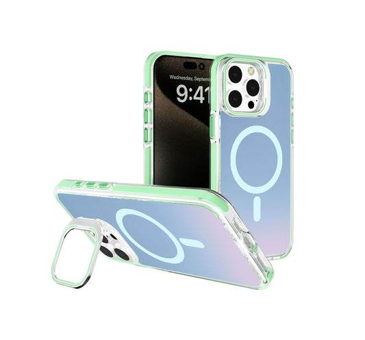 iPhone 15 Pro - Funda Iridiscente - MagSafe - Con Soporte - Turquesa