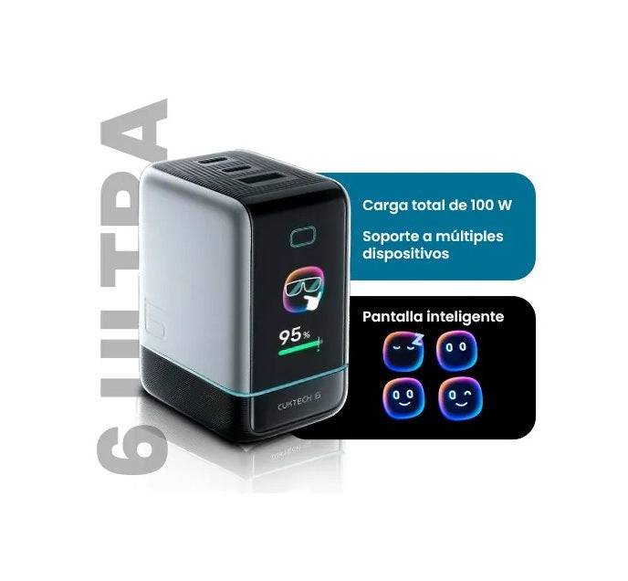 Cargador CUKTECH 6 Ultra GaN - 100W - Pantalla Inteligente