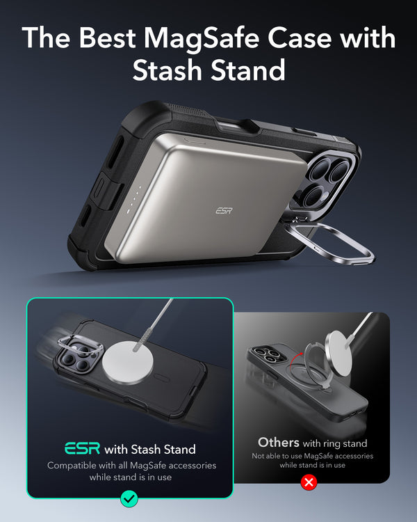 iPhone 16 Pro Max - Cyber Series - Tough Case - Magsafe - Stash Stand - Verde Militar - ESR