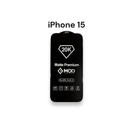 iPhone 15 - Vidrio Templado Mate - 20K Premium