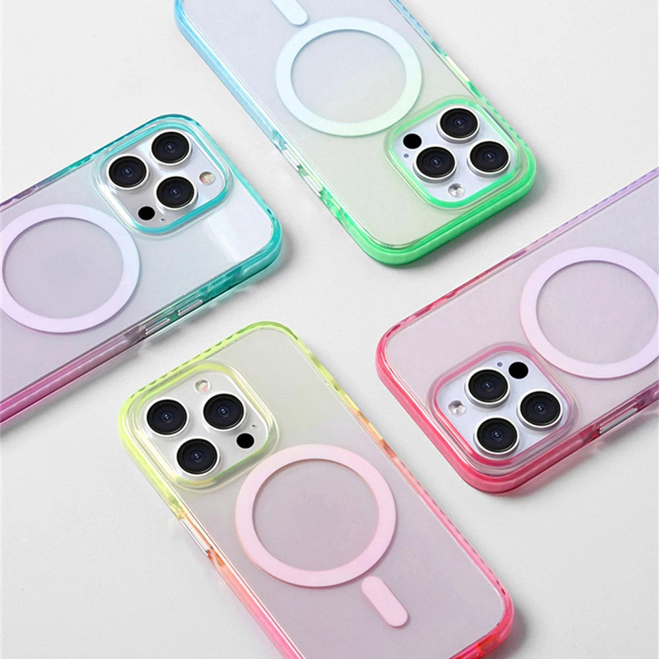iPhone 16 Pro - Ombre Clear Series - MagSafe - Verde Menta / Turquesa