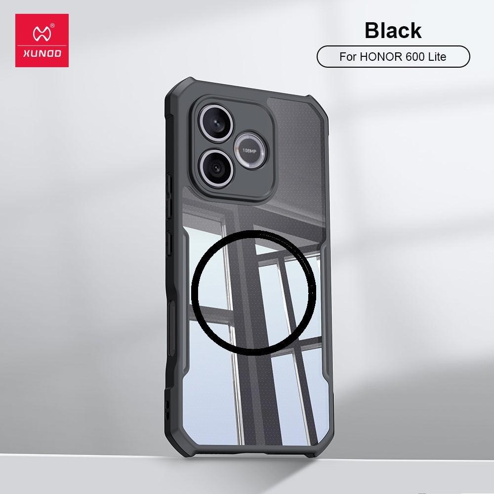 Honor 600E | Honor 600 Lite - Funda Antishock con AirBag - MagSafe - Transparente / Negro - Xundd