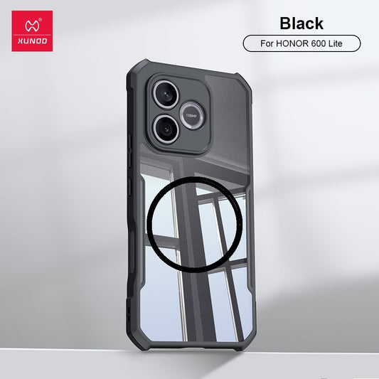 Honor 600E | Honor 600 Lite - Funda Antishock con AirBag - MagSafe - Transparente / Negro - Xundd