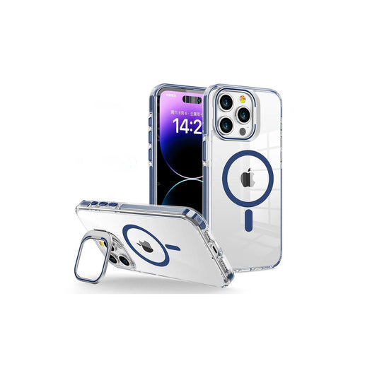 iPhone 15 Pro Max - Case Magsafe - Stand Cámara - Clear Blue