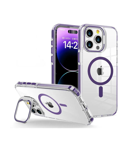 iPhone 15 Pro Max - Case Magsafe - Stand Cámara - Clear Purple