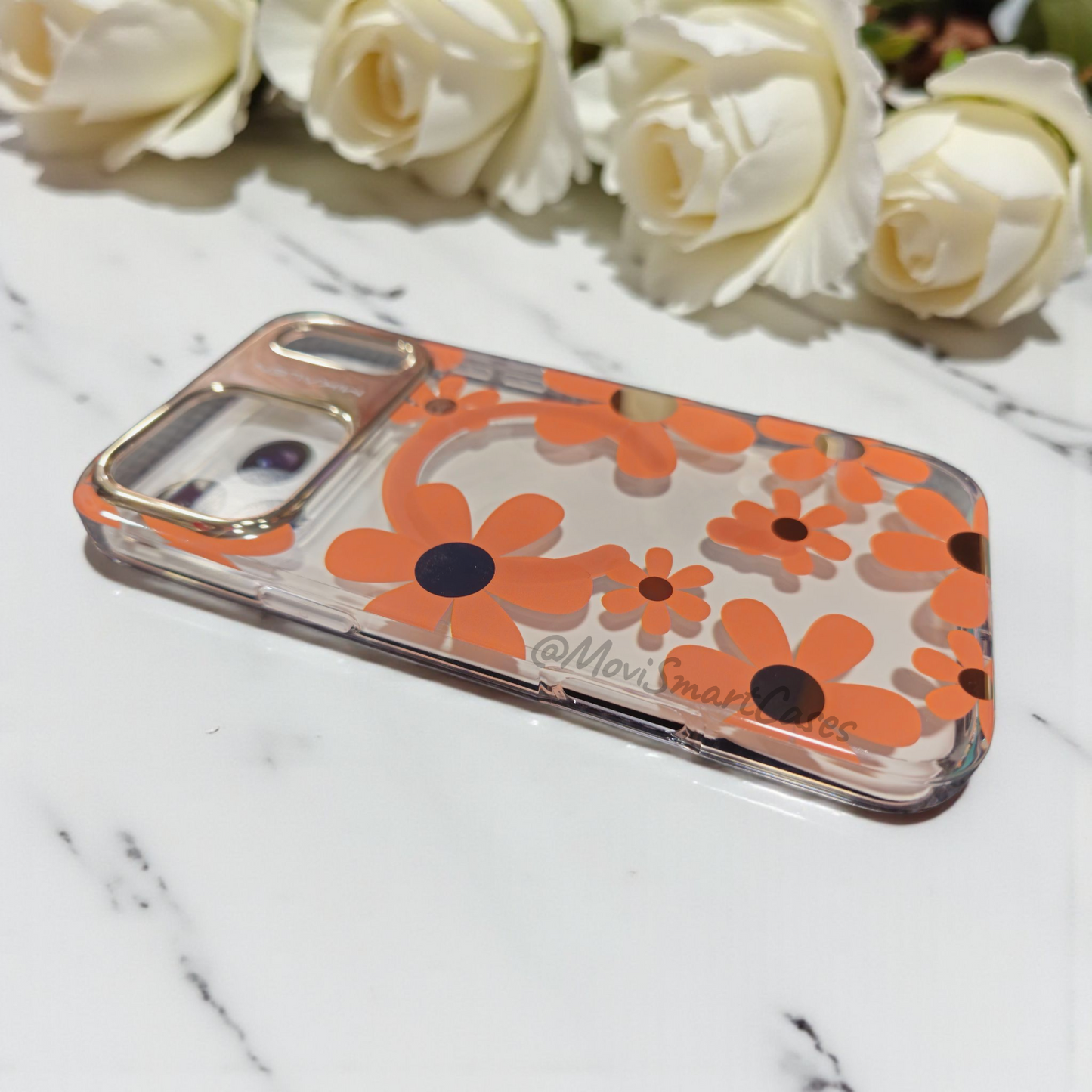 iPhone 17 Pro Max - Funda Floral - Floral - Naranja - Mikalen