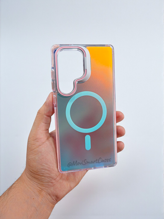 Samsung S25 Ultra - Funda Iridiscente - MagSafe - Soporte en Cámaras - Rosa