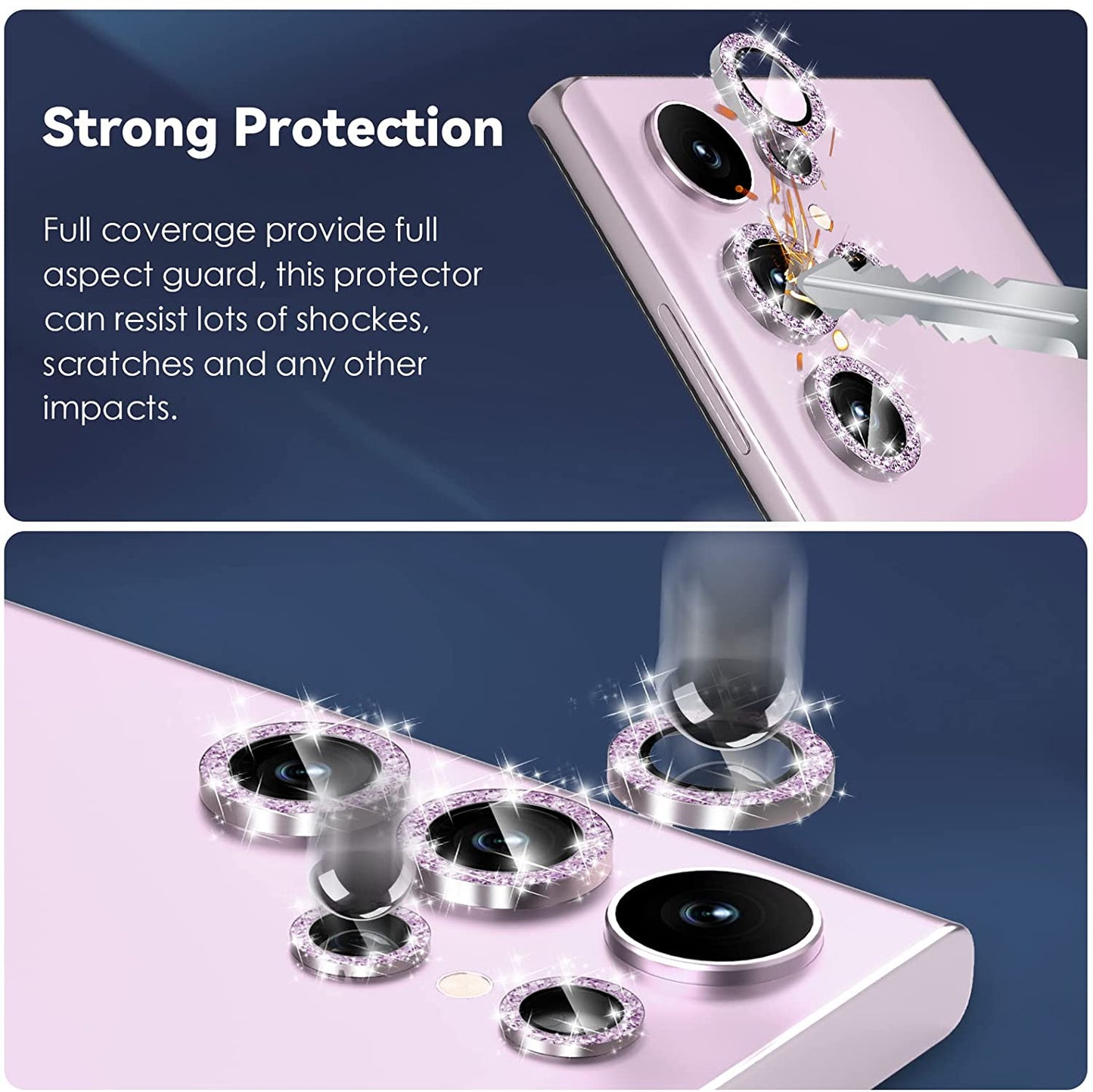 Samsung S23 Ultra - Protector de Cámaras de Aluminio - Glitter Rosa
