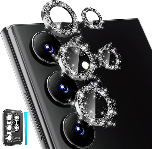 Samsung S23 Ultra - Protector de Cámaras de Aluminio - Glitter Negro