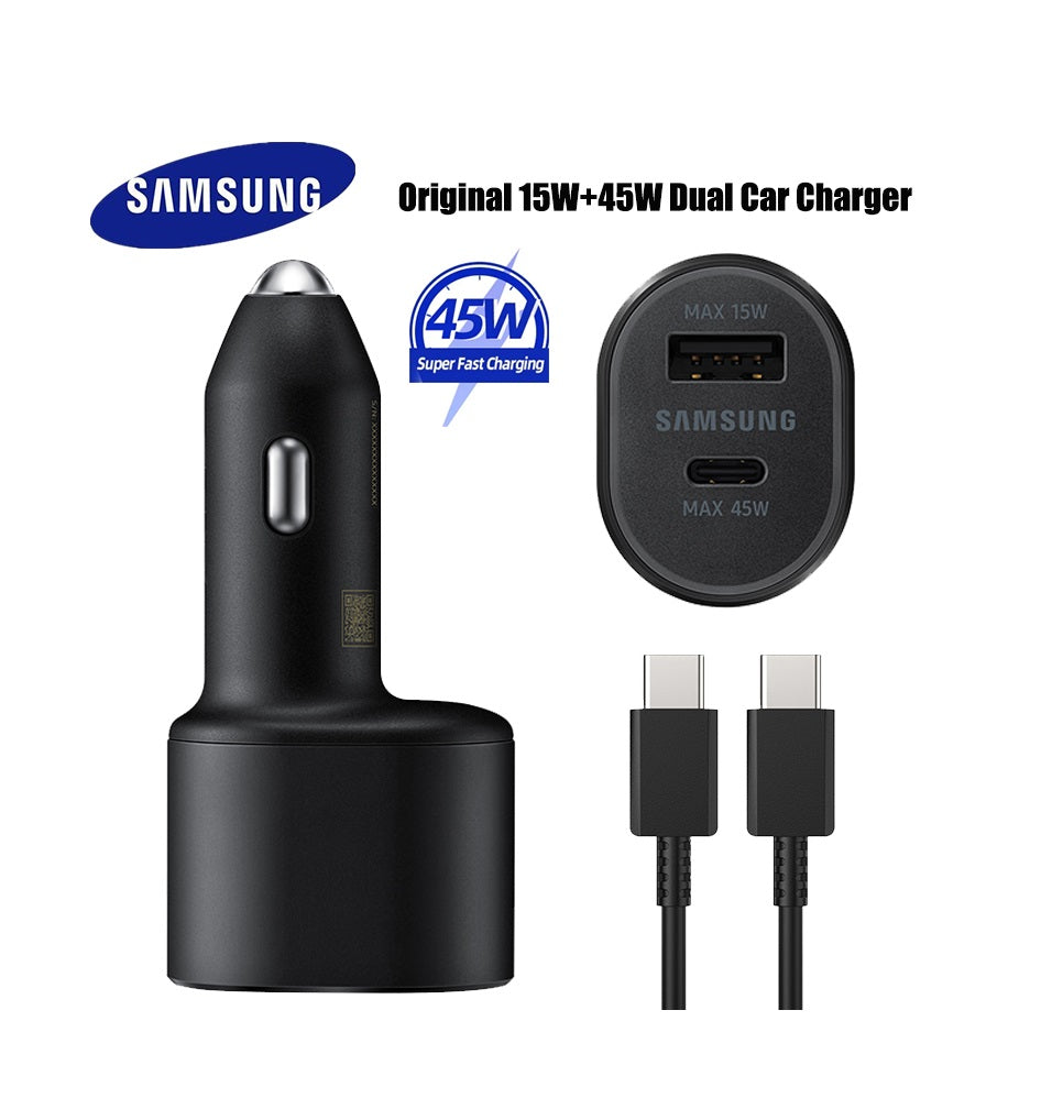 Cargador de auto - Dual Port (45W & 15W) Super Carga Rápida 2.0 - Samsung