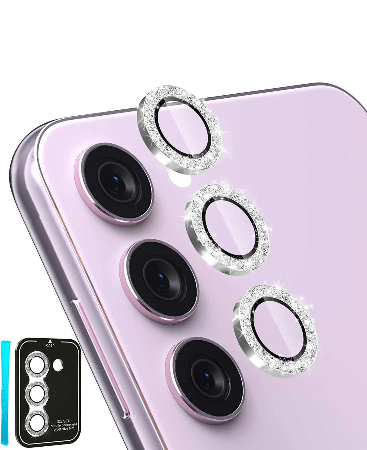 Samsung S23 | S23 Plus - Protectores de cámaras de aluminio - Glitter Plata